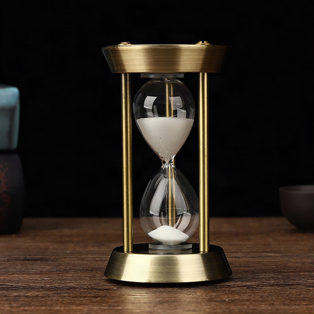 Reloj de arena retro de metal con péndulo para escritorio