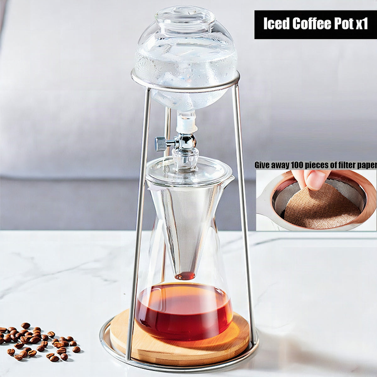 Cafetera de goteo reutilizable de vidrio vintage