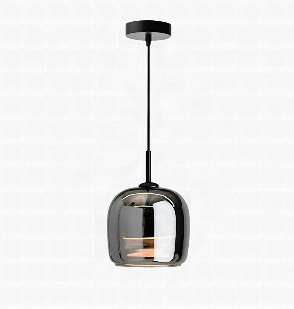 Lámpara colgante nórdica de cristal negro – Iluminación moderna para isla de cocina y comedor