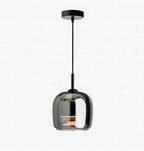 Lámpara colgante nórdica de cristal negro – Iluminación moderna para isla de cocina y comedor