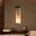 Aplique de pared cilíndrico de madera con cristal opal estilo industrial
