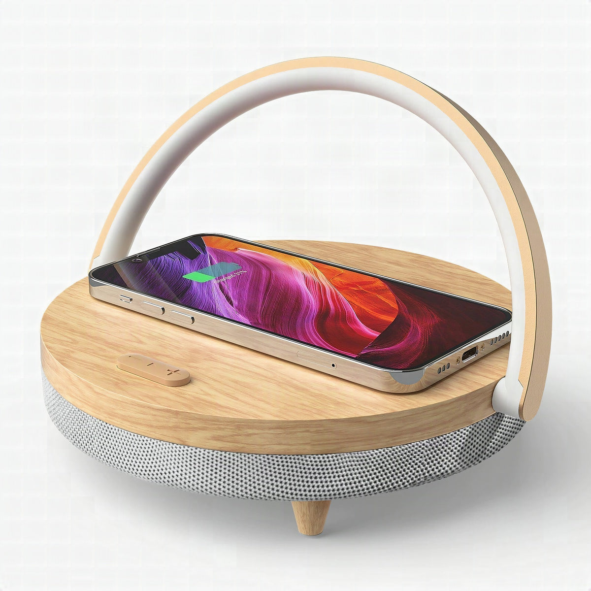 Lámpara LED 3 en 1 con altavoz Bluetooth y cargador inalámbrico