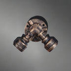 Aplique de pared doble con pantalla de hierro forjado estilo industrial rústico en bronce envejecido