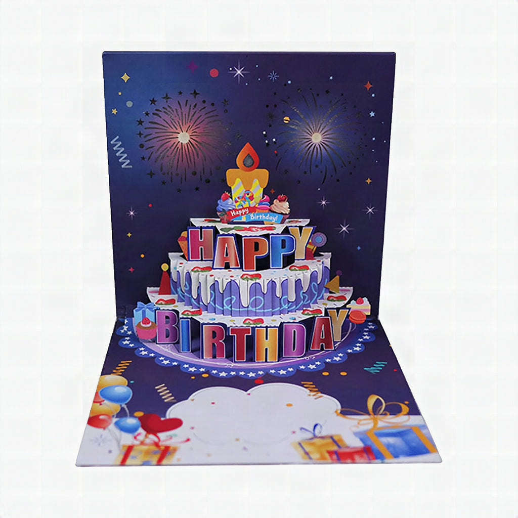 Tarjeta de cumpleaños pop-up con luz y sonido