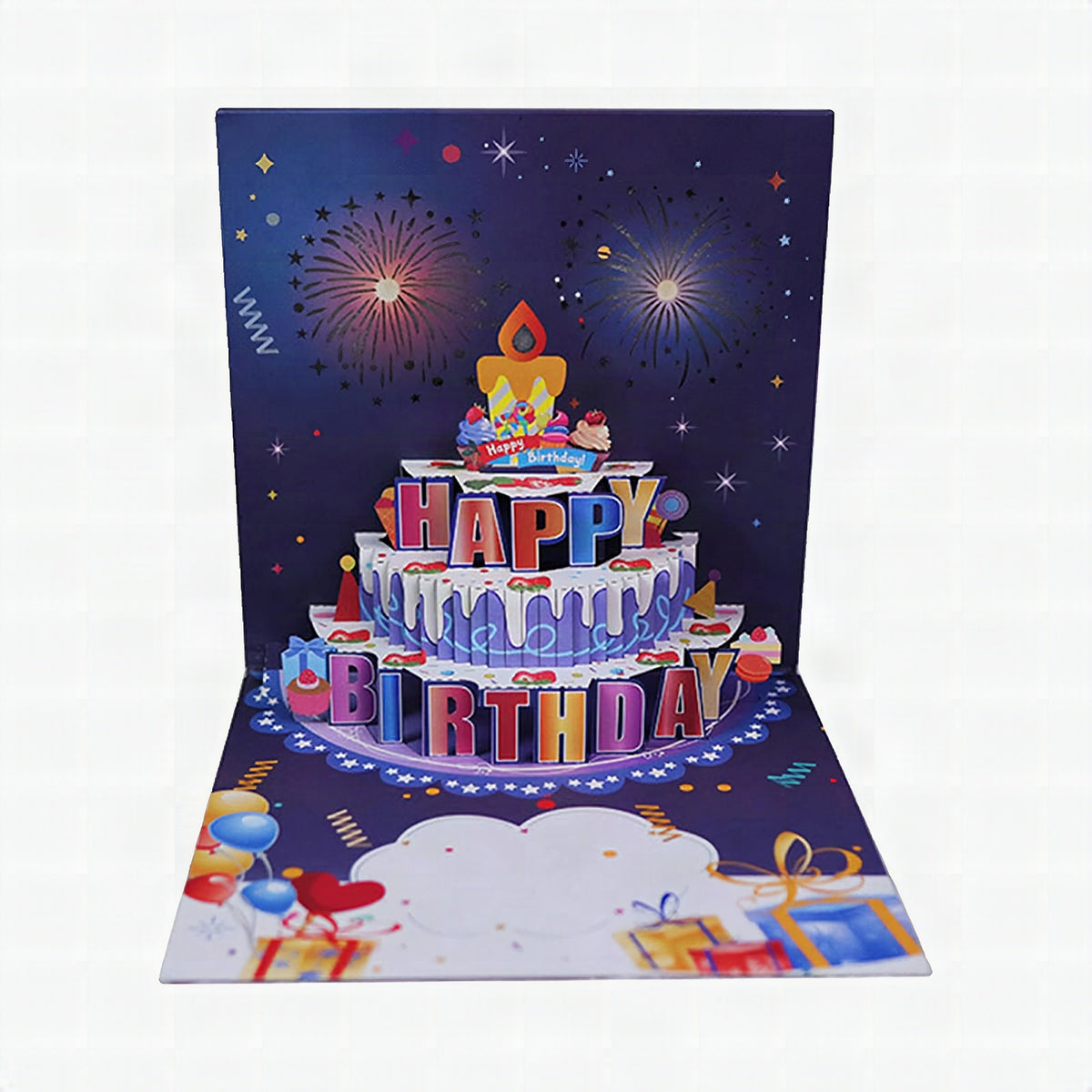 Tarjeta de cumpleaños pop-up con luz y sonido