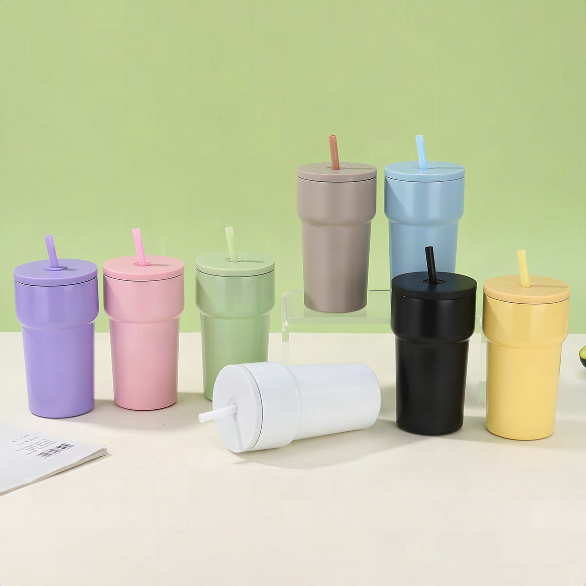 Vaso térmico unisex con tapa antipolvo y pajita