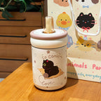 Vaso térmico con tapa abatible y diseño de gato