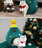 Cama para gatos con forma de árbol de Navidad CozyTree Haven