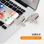 Memoria USB 3 en 1 con conectores Lightning, Micro-USB y USB 3.0