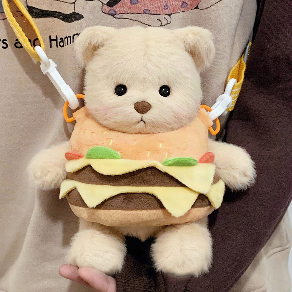 Peluche osito con disfraz de hamburguesa