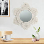 Espejo de pared decorativo con marco de macramé