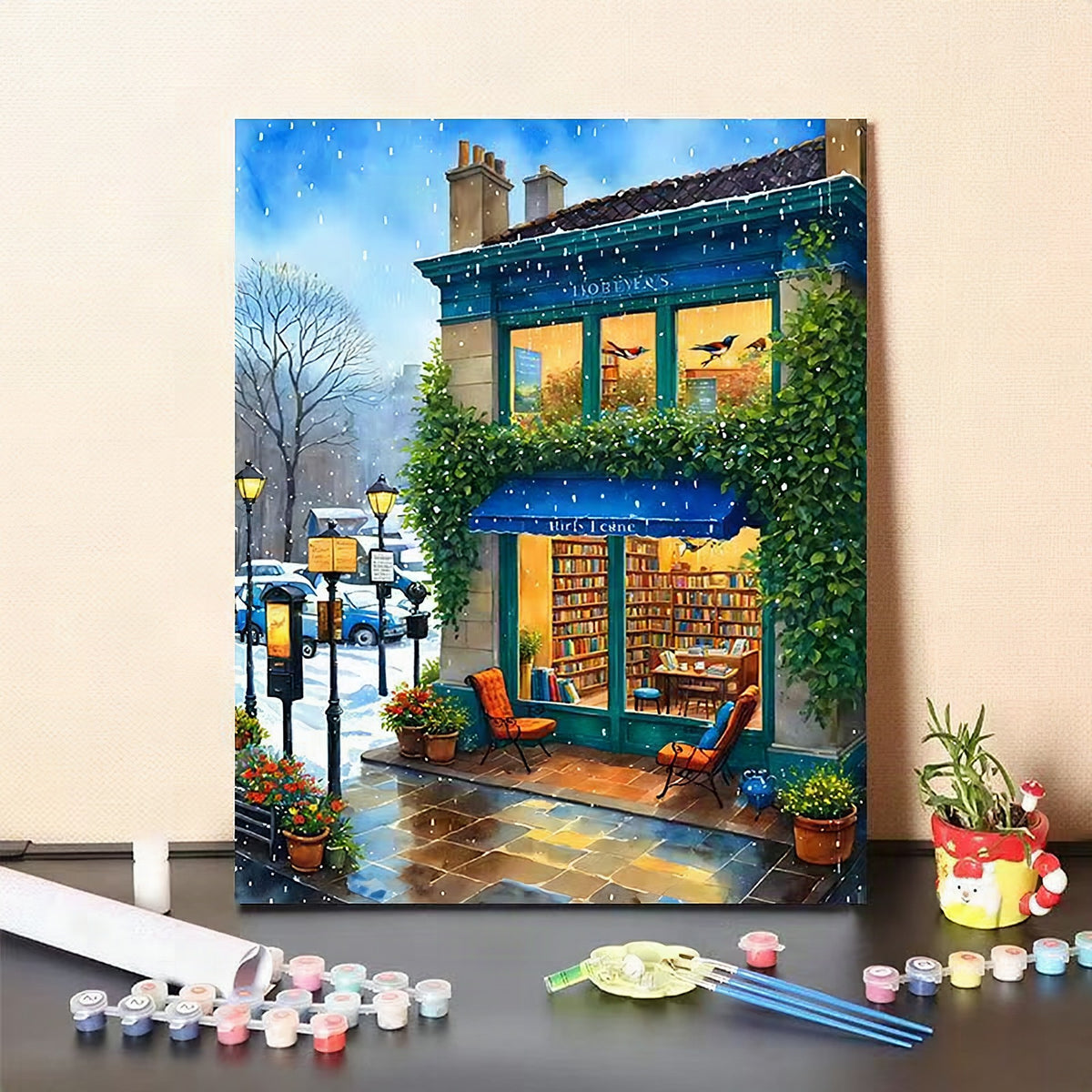 Kit de pintura por números con lienzo de librería