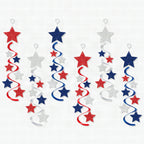 Decoraciones colgantes espirales con estrellas brillantes, set multipieza con purpurina y anilla