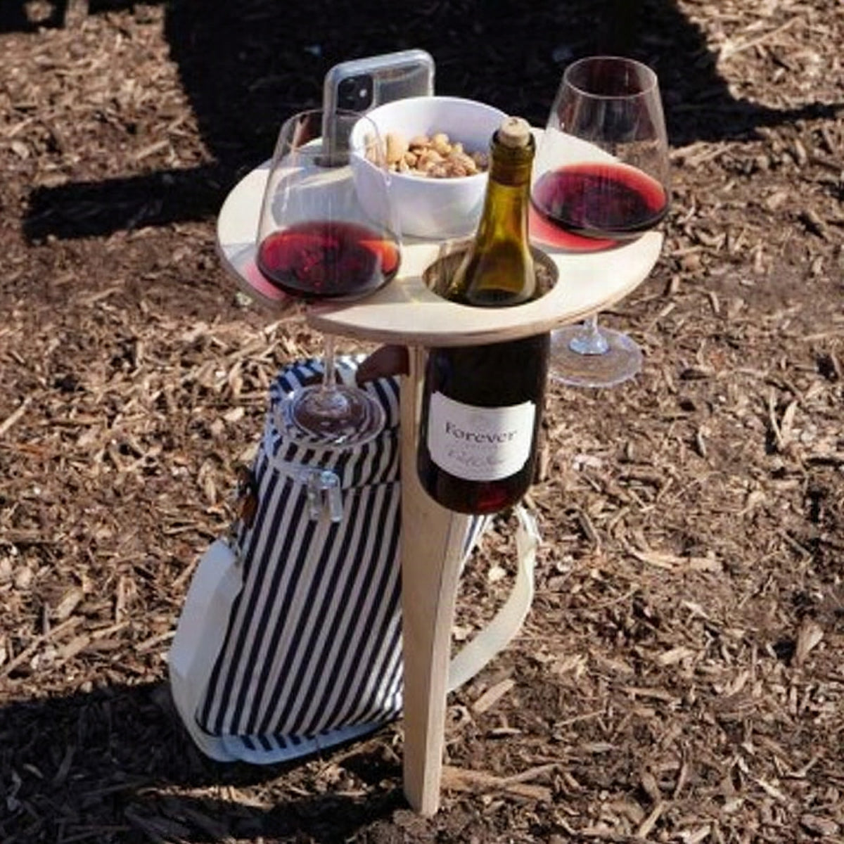 Mesa plegable portátil de madera para vino y picnic