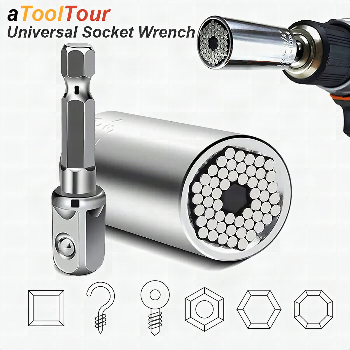Llave de vaso universal adaptable para taladro y carraca