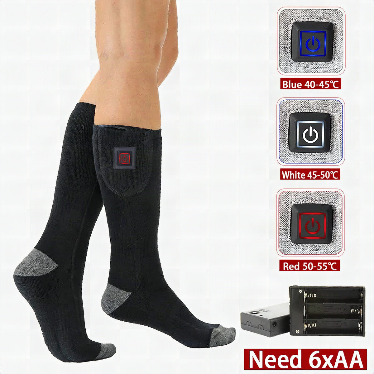Calcetines térmicos eléctricos ThermaStep con USB y 3 niveles de calor