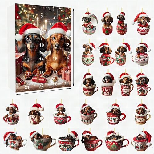 Calendario de Adviento de Salchichas 2024 – 24 días de cuenta atrás navideña con figuras divertidas para amantes de los perros