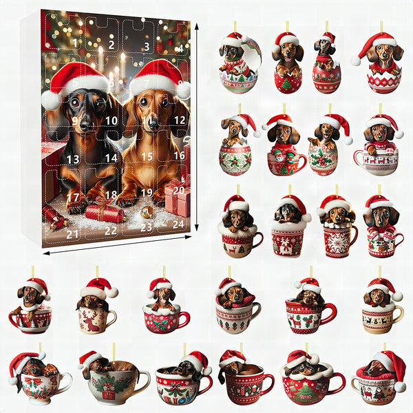 Calendario de Adviento de Salchichas 2024 – 24 días de cuenta atrás navideña con figuras divertidas para amantes de los perros