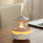 Difusor de aceites esenciales con efecto lluvia, luz LED y humidificador