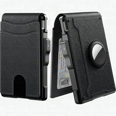 Cartera minimalista para hombre con tarjetero de aluminio pop-up y pinza para billetes