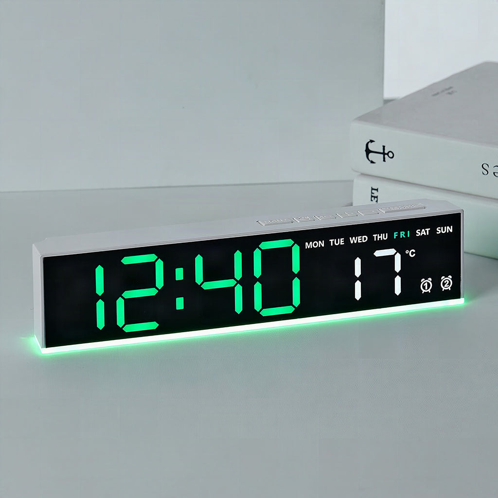 Reloj despertador digital con pantalla LED grande y temperatura