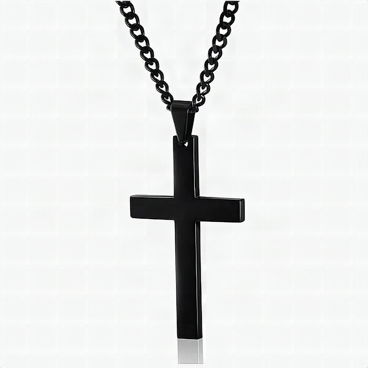 Collar para hombre con colgante de cruz de acero inoxidable