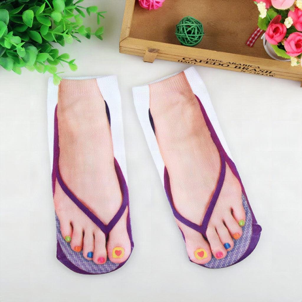 Calcetines divertidos con estampado 3D de chanclas