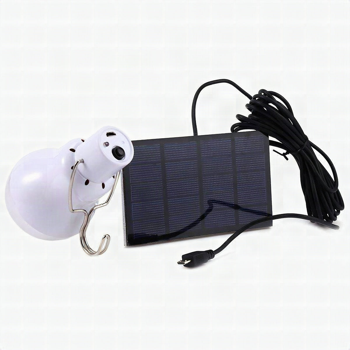 Bombilla LED con panel solar recargable para interior y exterior
