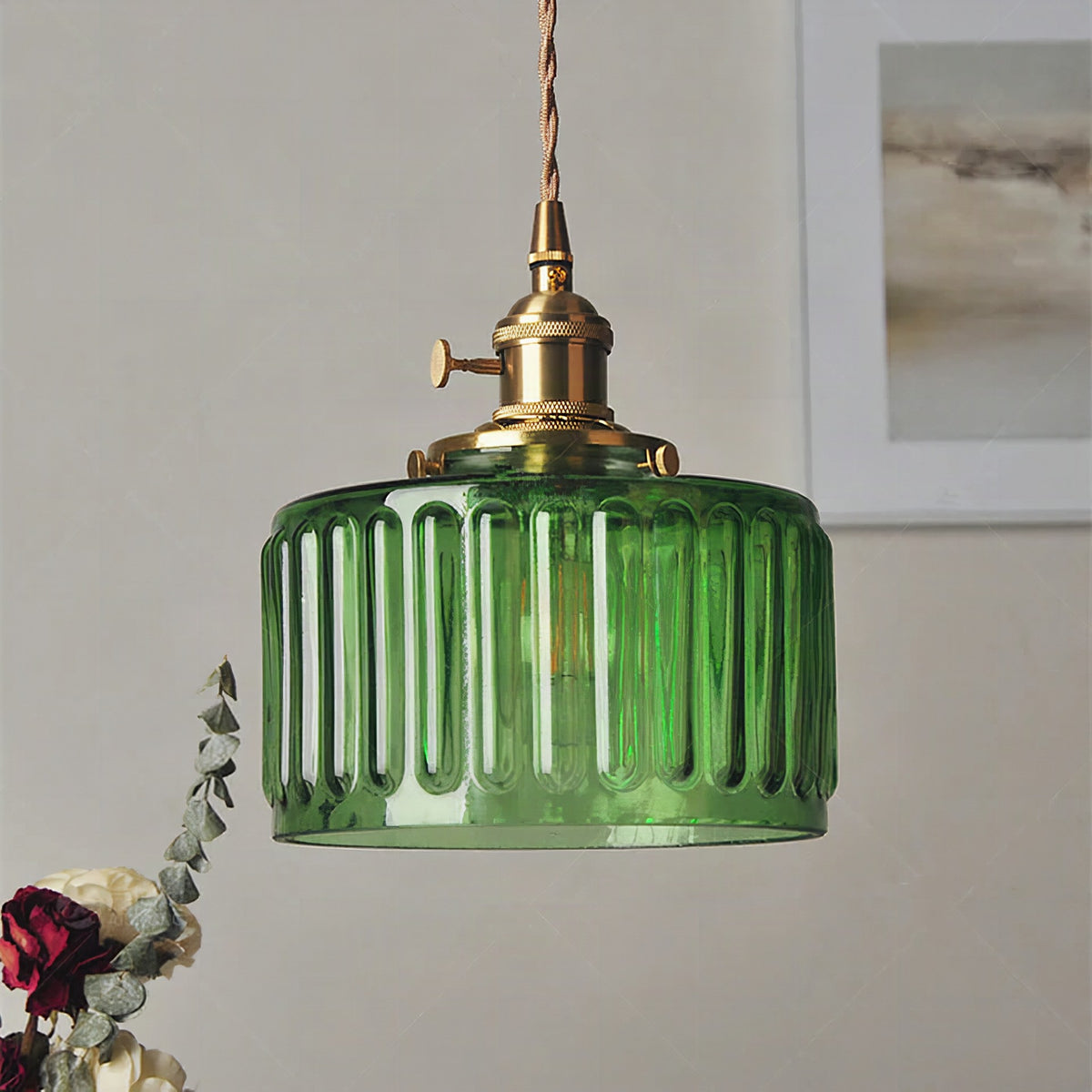 Lámpara colgante vintage de cristal para comedor y salón