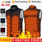Chaqueta calefactable con 9 zonas de calor y tecnología de grafeno