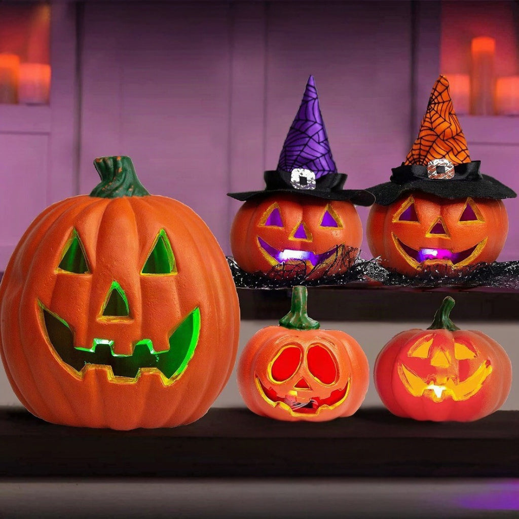 Set de calabazas luminosas Jack O'Lantern – Decoración de Halloween con luz a pilas