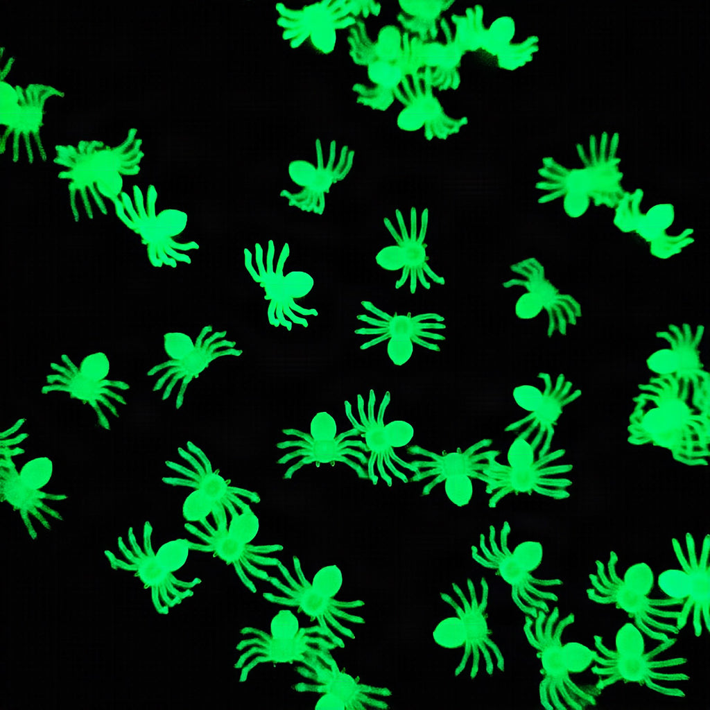 Pack de 50 arañas luminosas fluorescentes para decoración de Halloween
