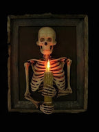 Esqueleto enmarcado 3D con vela para decoración de Halloween