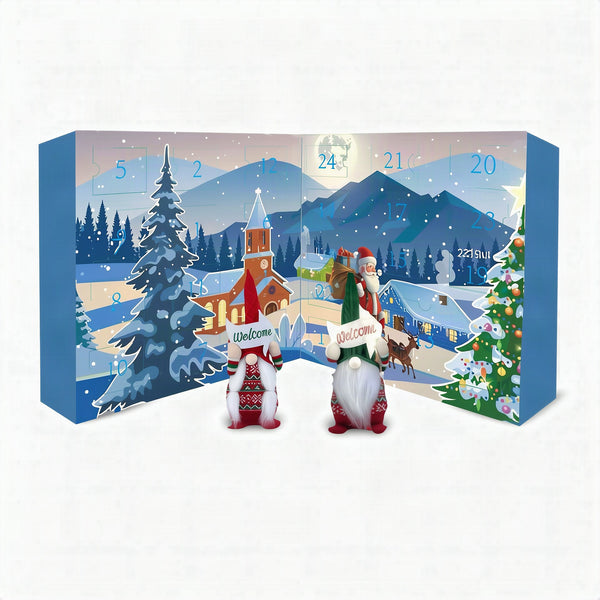 Calendario de adviento con gnomos navideños, 24 piezas