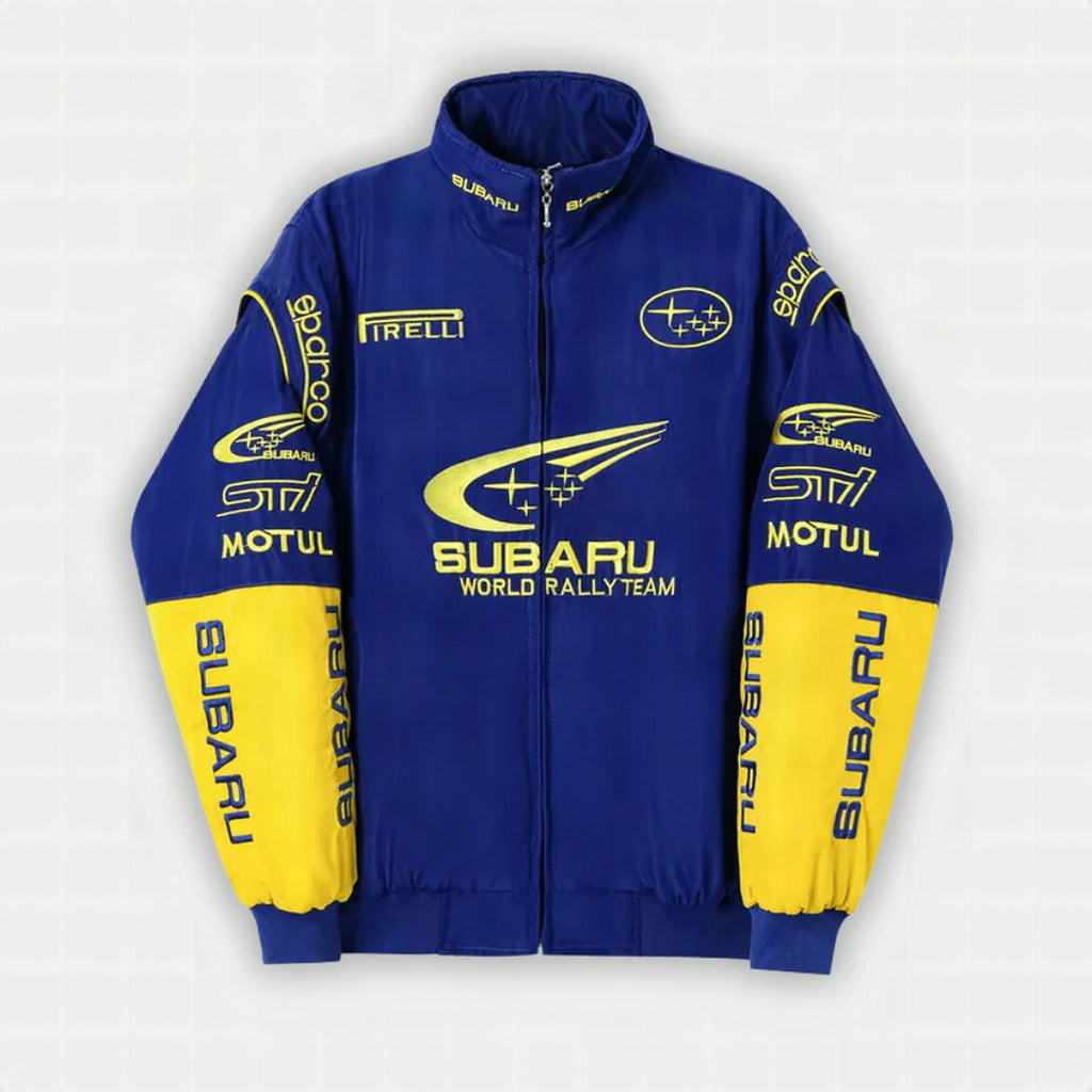 Chaqueta de carreras Subaru Rally Vintage Racing – Edición Azul – Unisex – Retro