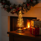 Árbol de Navidad LED con diseño en espiral y estrella decorativa (33 cm)