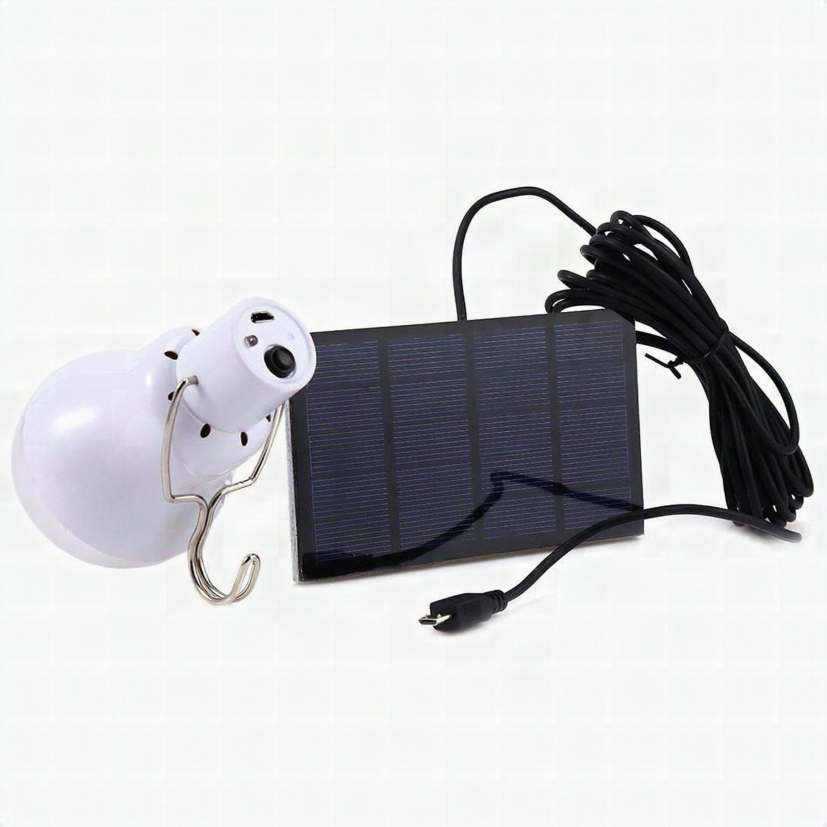 Bombilla LED con panel solar recargable para interior y exterior