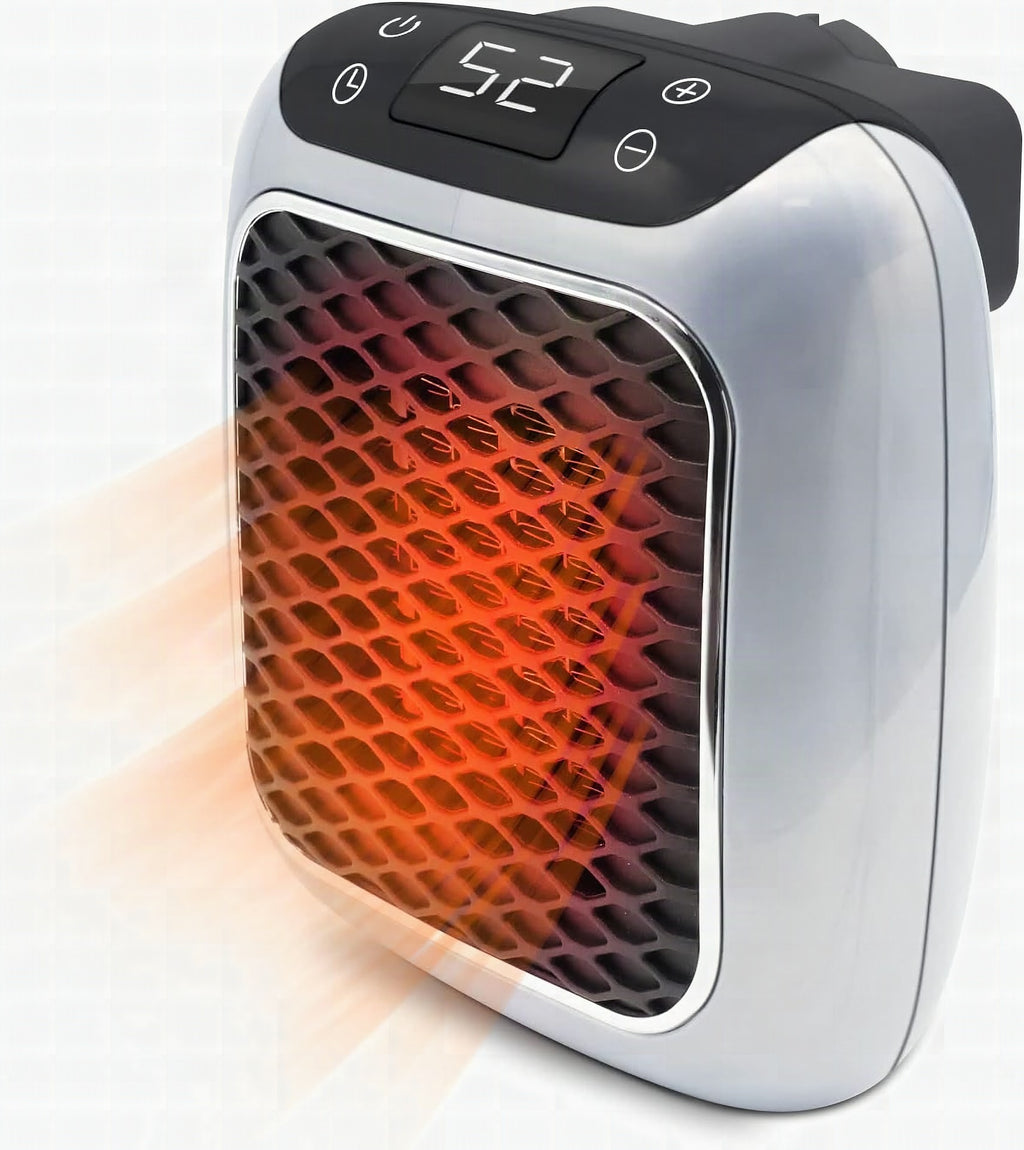 Radiador eléctrico portátil ORNISHOP de 800W con pantalla LED digital y termostato regulable