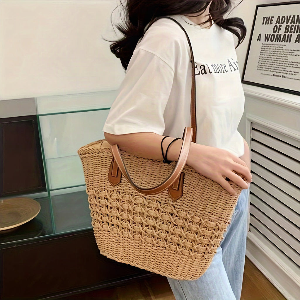 Bolso de mano con diseño trenzado y asas de piel