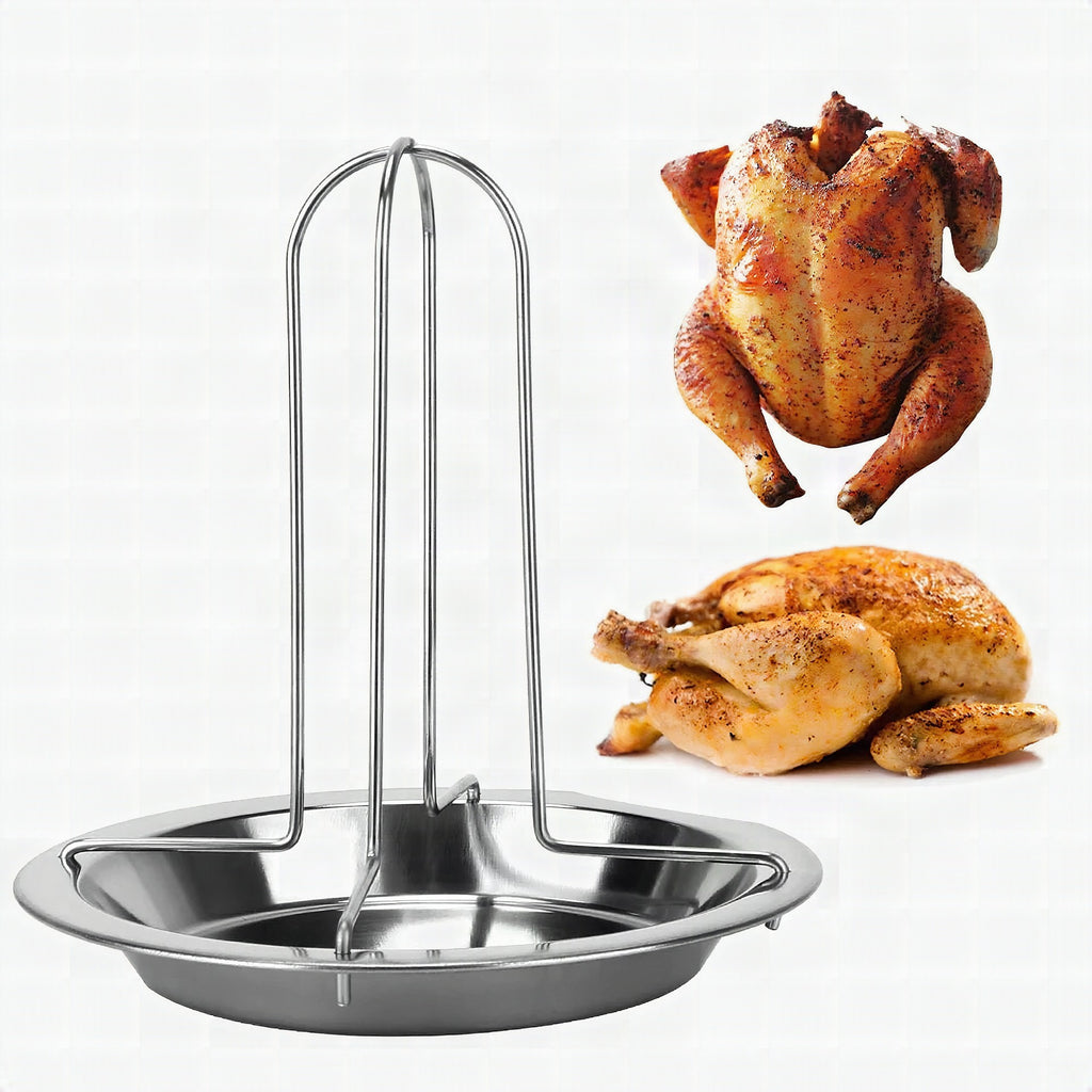 Soporte asador para pollo antiadherente de acero al carbono