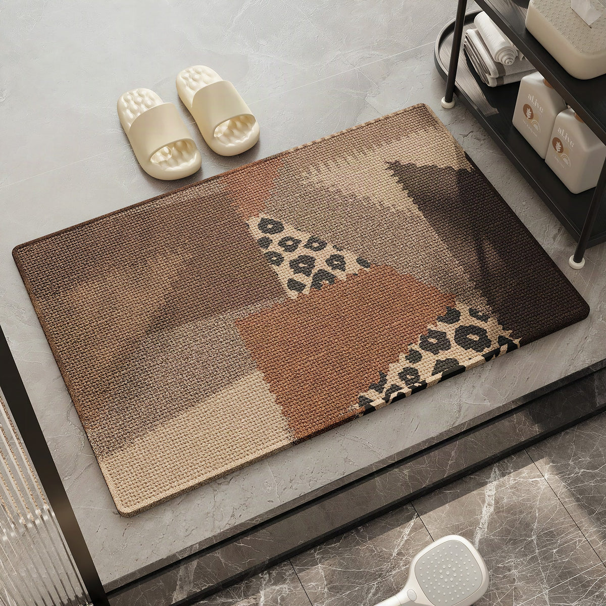 Alfombra de baño decorativa con diseño patchwork