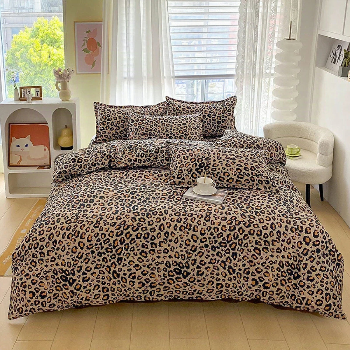 Funda nórdica de lujo con estampado de leopardo