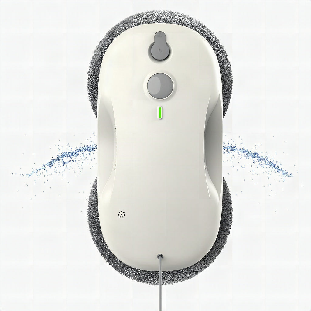 Robot limpiacristales de doble cabezal con cable y almohadillas de microfibra