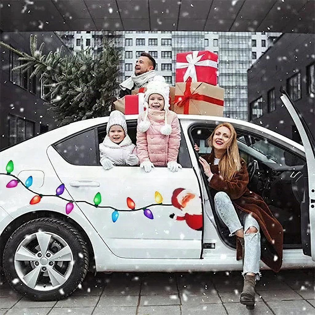 Imanes navideños reflectantes para coche con diseño de bombillas