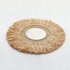 Espejo de pared decorativo con marco de ratán natural