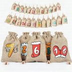 Calendario de adviento DIY de yute con 24 bolsitas vacías para Navidad