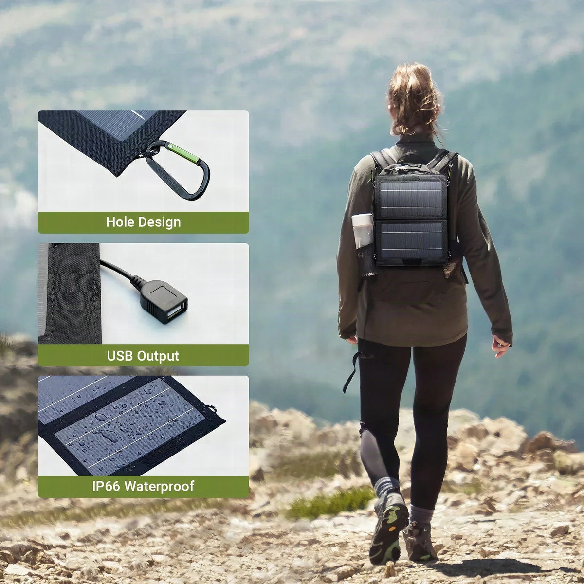 Panel solar plegable Solvita Mini 10 W USB ultraligero para exterior y viaje
