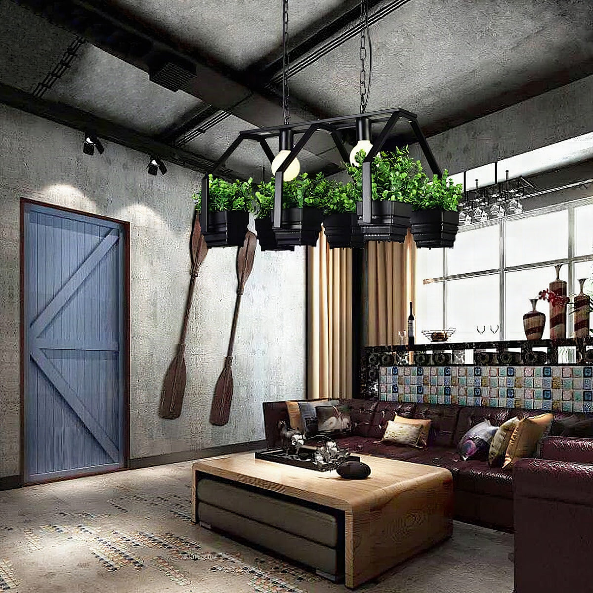 Planta decorativa de interior con iluminación LED integrada