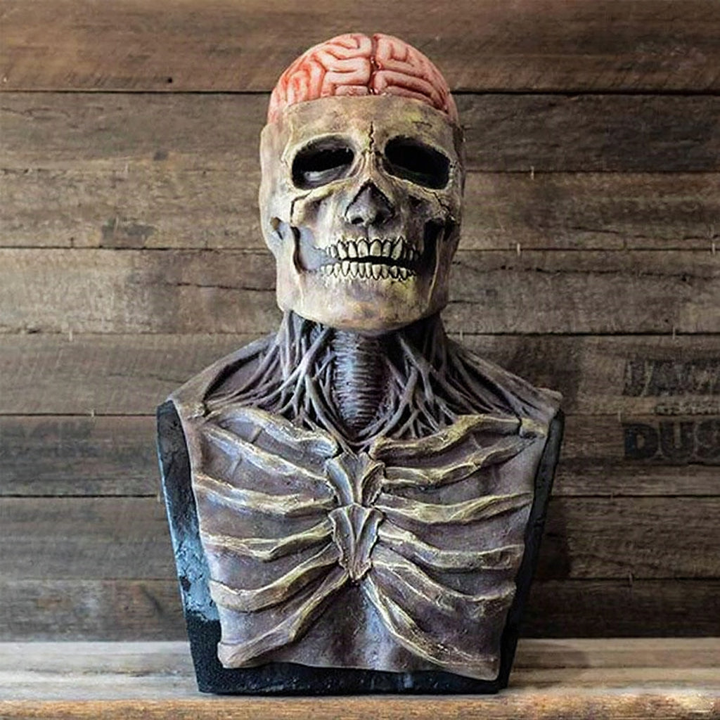 Máscara de esqueleto de látex con cerebro visible para Halloween, 48 × 38 × 38 cm