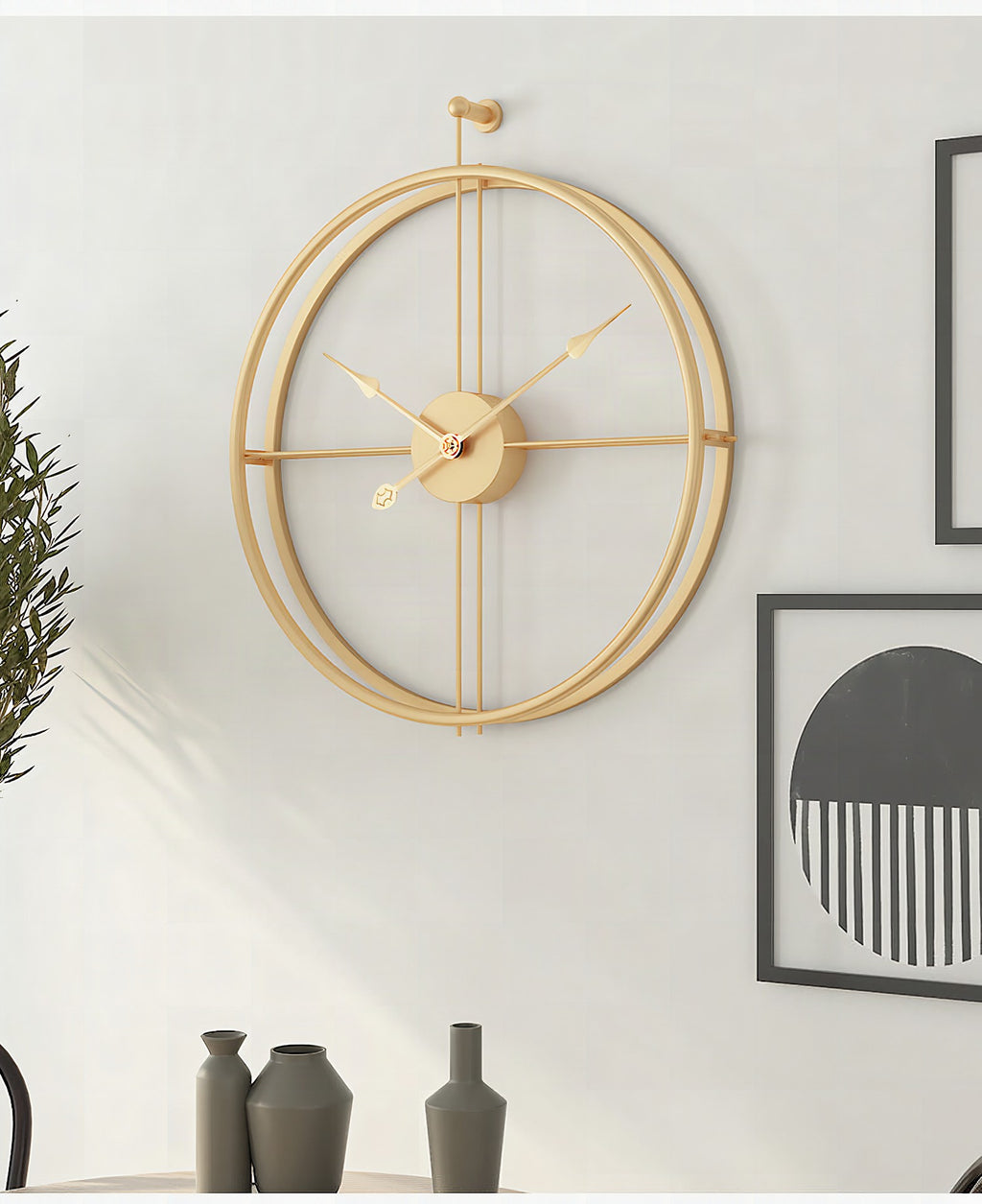 Reloj de pared silencioso nórdico minimalista de 50 cm